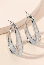 Pendientes De Medio Aro En Oro Blanco 18kt Y Brillantes