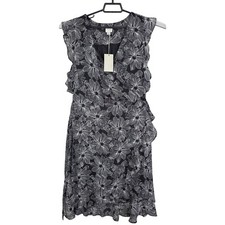 Womens A New Day Black White Floral Sleeveless Midi Dress Polyester Lined M