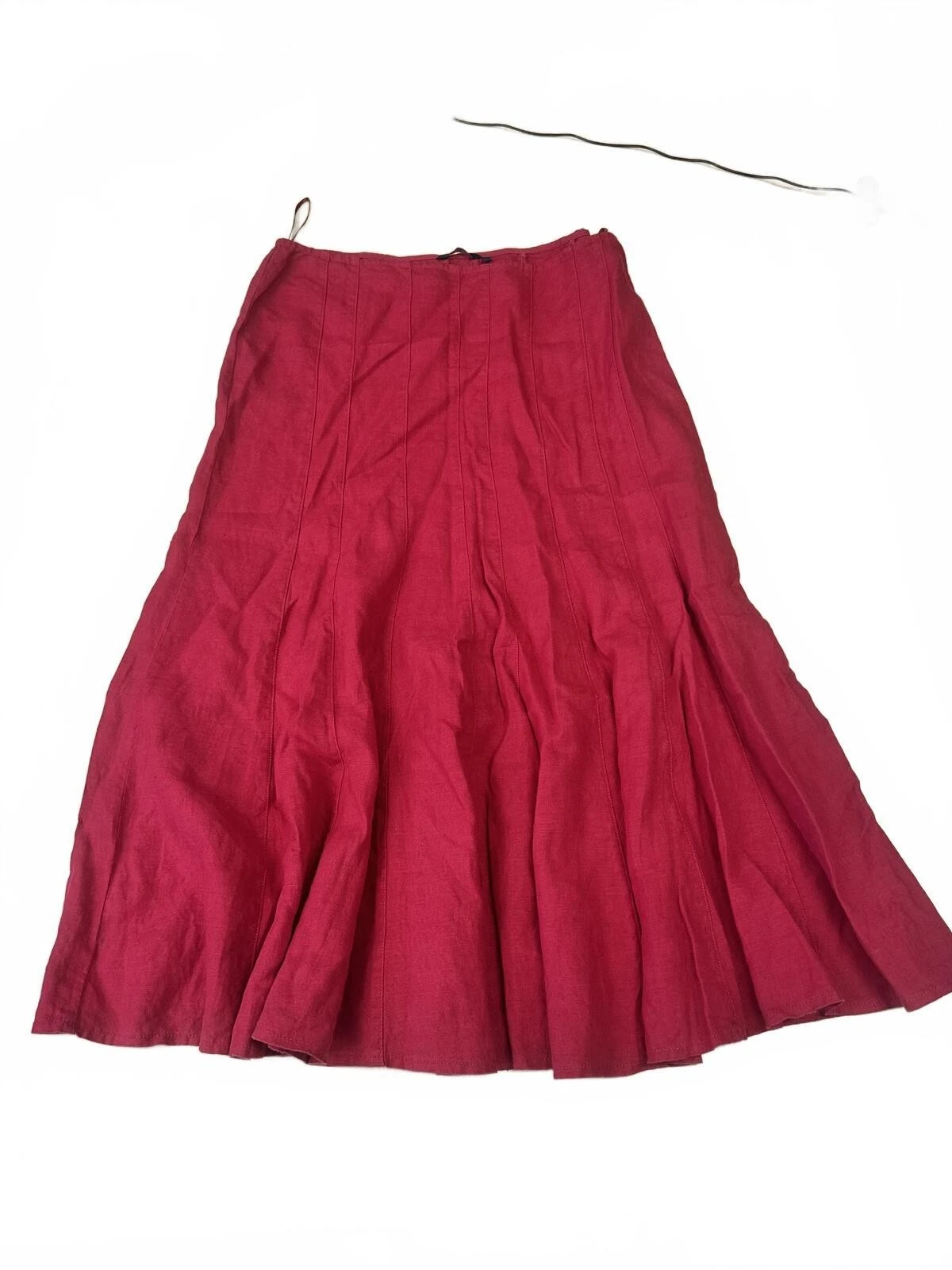 Vintage Y2K Per Una Pure Linen Red Midi Skirt Size 16 L