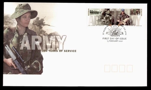 DR WHO 2001 AUSTRALIA FDC ARMY CENTENARY CACHET PAIR w29725