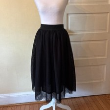 Midi skirt ballerina ballet tutu black mesh goth flowy flare tulle elegant nwot