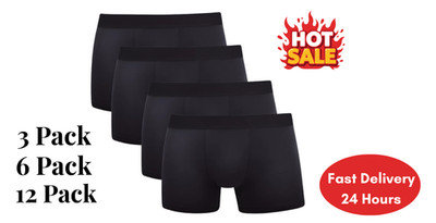 3 6 12 Paar Herren Boxershorts uni schwarz Unterwäsche Stützunterhosen Trunks