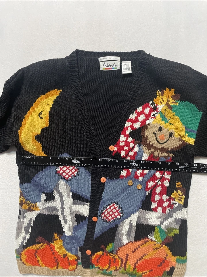 Suéter Cárdigan Espantapájaros Halloween Grande De Colección Años 90 Arlando Tejido a Mano Otoño Otoño Foto 4 de 4