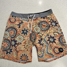 Quicksilver 34 Highline Boardshorts Stretch Orange Tropical Men s Swim Surf