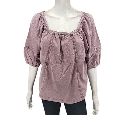 Indigo Thread Co Womens Dressy Blouse Top Large Size Purple Modern Shirt