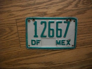 SINGLE MEXICO DF (Mexico City) LICENSE PLATE 1993/95 12667 MOTOCICLETA