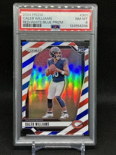 2024 PANINI PRIZM RED/WHITE/BLUE PRIZM #301 CALEB WILLIAMS ROOKIE RC PSA 8