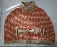 Janie Jack Sweater Pullover Shawl Poncho Cape Little Girls 3 Houndstooth Tan