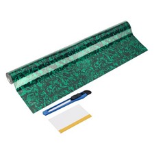 1Set 20" x 6.6ft PET Carbon Fiber Vinyl Wrap with Scraper, Green