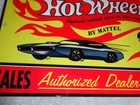 VINTAGE HOT WHEELS MATTEL AUTHORIZED DEALER  12" METAL DIE-CAST CAR GAS OIL SIGN