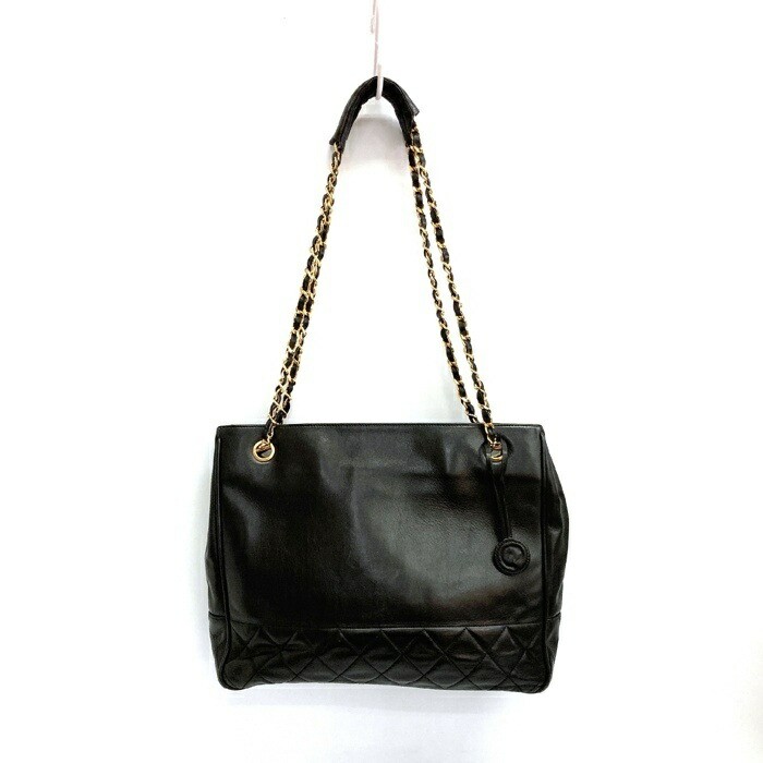 Chanel Black Lambskin Chain Tote Bag with Gold-Tone Hardware  