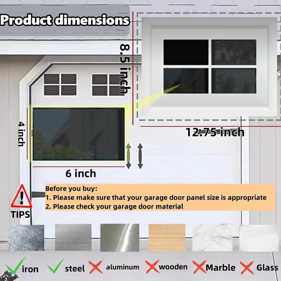 16 Paneles 6" x 4" Magnéticos Puerta de Garaje Ventanas Imitación Ventanas Herrajes Kit Deco... Foto 2 de 4
