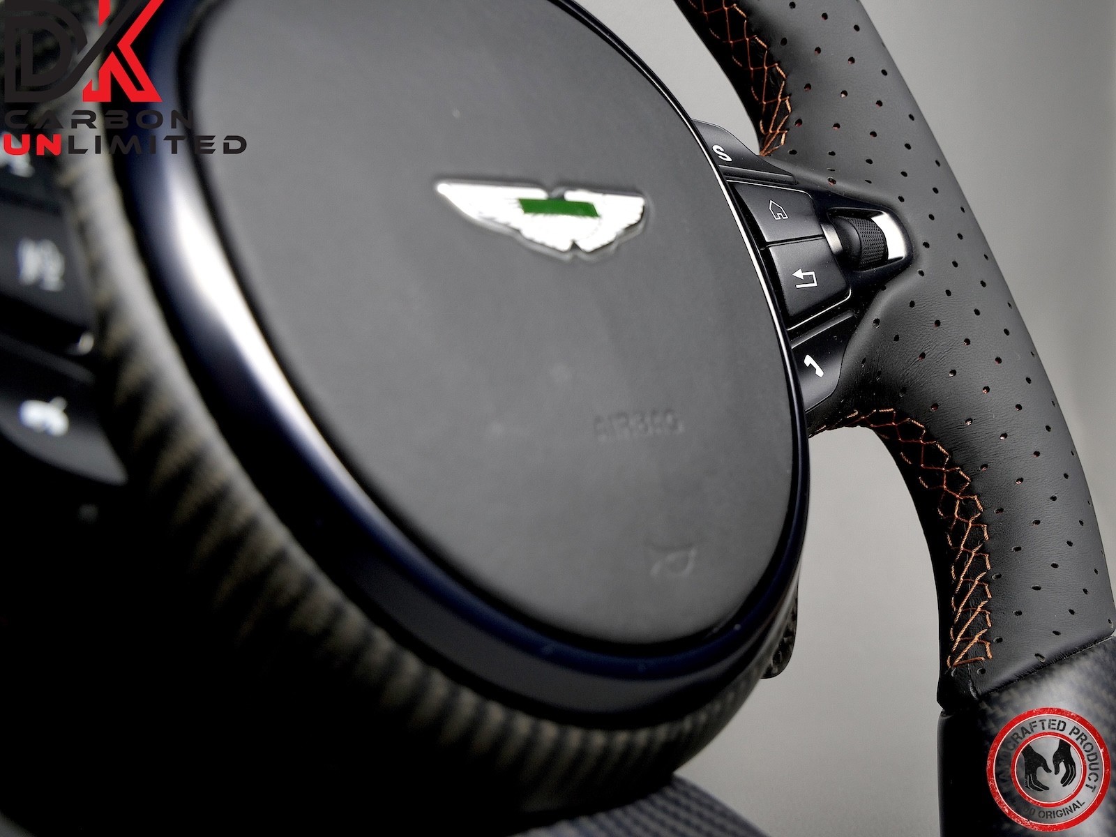 Aston Martin DBS DB11 Vantage Lords Red Perforated Napa Carbon Steering Wheel v1