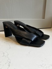 H&M Size 6 Super Soft Black Mules Faux Leather Slip On