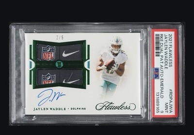 2021 Panini Flawless Emerald Jaylen Waddle, ROOKIE AUTO /5 #RDPAJWA LOW POP