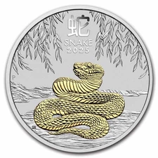 2025 Australia 1 oz Silver Lunar Snake (Gilded, w/ COA)