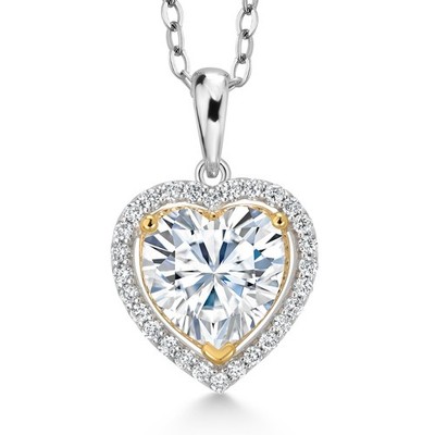 2.00 Cttw White Moissanite and White Lab Grown Diamond Pendant Necklace For