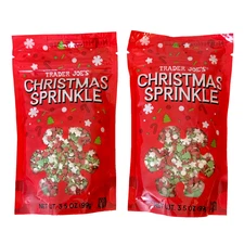 2 Packs Trader Joe’s Christmas Sprinkles Dye Free 3.5 OZ each