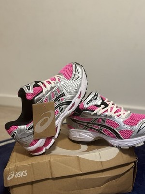 ASICS GEL-Kayano 14 unisex Laufschuhe Sneaker Mesh Rosa/Silber/Schwarz EU 42