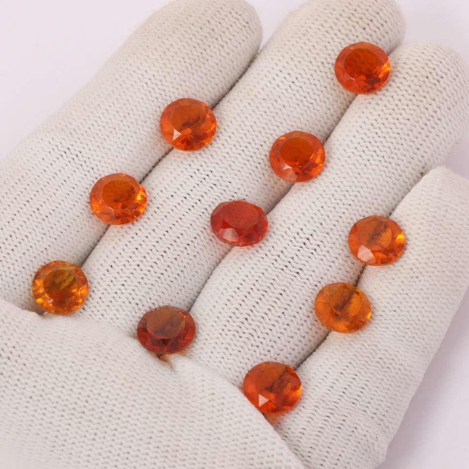 22.5 Ct./ 8 mm Round Cut Faceted Orange Topaz Loose Gemstones 10 Pcs Lot - Image 4 of 4