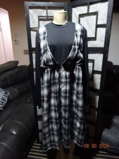 White/Black Plaid Long Sleeve SHEIN One Piece Size XXL Dress - New