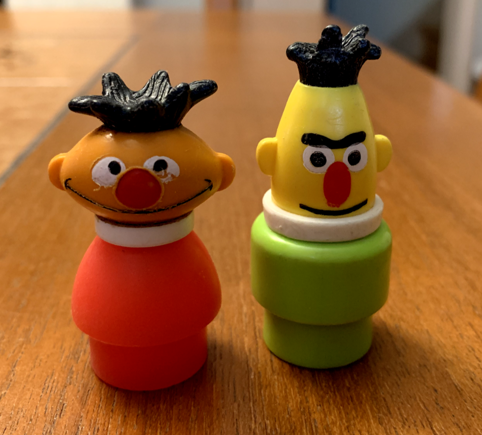 Vintage Bert Ernie Fisher Price Little People Sesame Street Figures