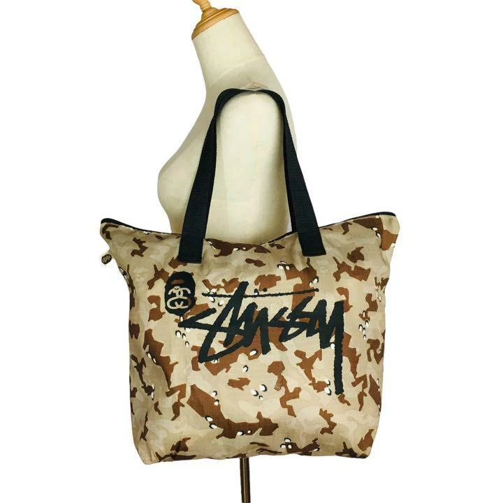 A Bathing Ape BAPE x STUSSY Collaboration Tote bag Camo 46 34.5 15