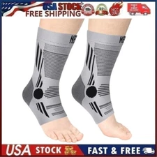 2 PACK -  NEENCA Ankle Brace Compression Sleeves - Grey/Black - Small