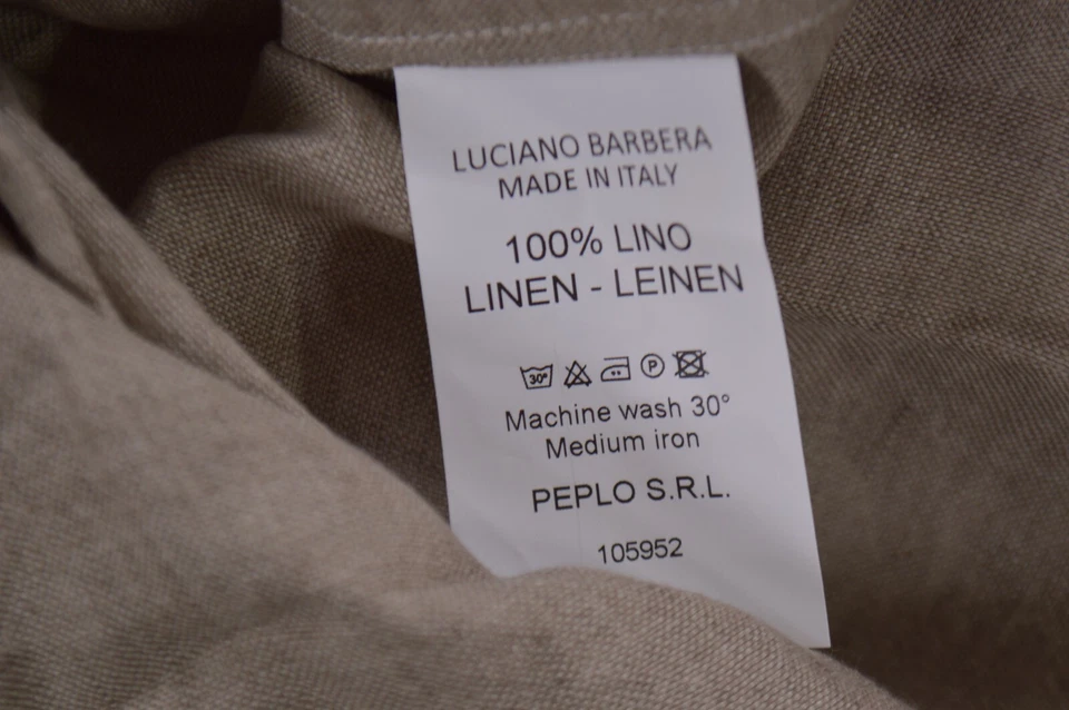 Luciano Barbera NWT Linen Casual Button Up Overshirt Size S in Solid Tan - Image 4 of 4