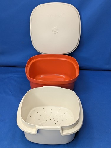 1970s Vintage TUPPERWARE Multiserver LIDDED BOWL in Harvest Orange * VGC - Picture 5 of 9