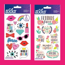U CHOOSE Sticko GIRLY ENAMEL PIN - FRIENDS Stickers Friendship Love Flowers BFF