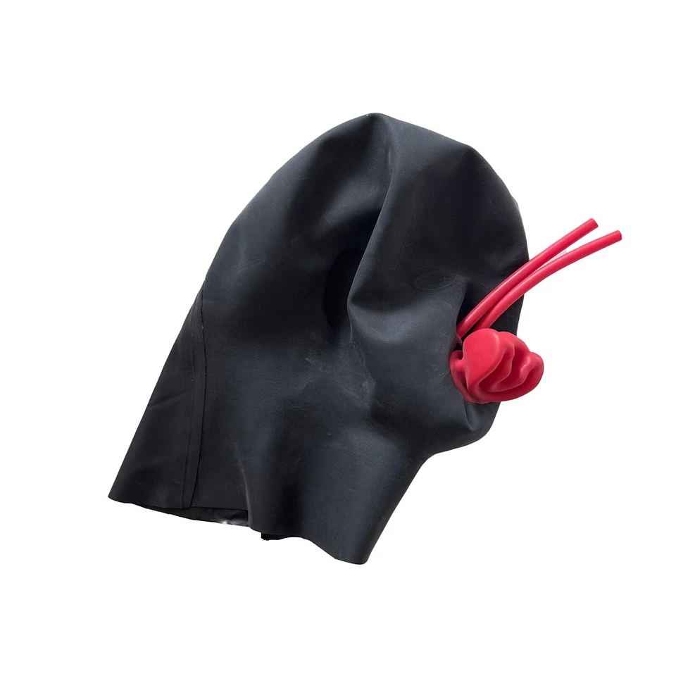 Capucha de goma látex interior tubo largo Gimp boca vaina fetiche máscara masculina Foto 3 de 4