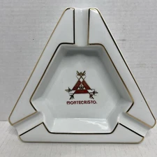 Montecristo ceramic Tobacco ashtray 8.75" x 2" Triangle White