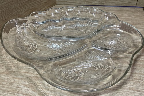 Large Sectioned divided Glass Serving Relish Platter Tray Charcuterie Dish 17" - Picture 3 of 9