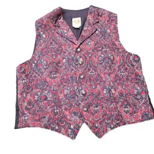 WAH Maker Vest Mens L Floral Cowboy Western Waistcoat Made USA