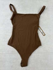 Skims Women s Fits Everybody Square Neck Bodysuit Jasper Brown Size XS.