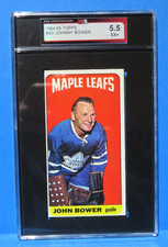 1964-65 Topps Tall Boys Card #40,  JOHNNY BOWER,  Toronto Maple Leafs, KSA 5.5