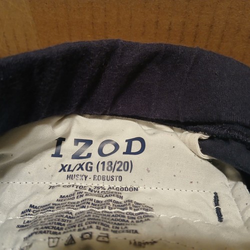 Izod Drawstring Pull On Flat Uniform Shorts Beige/Navy Boys Husky Size XL 18-20 - Picture 6 of 6