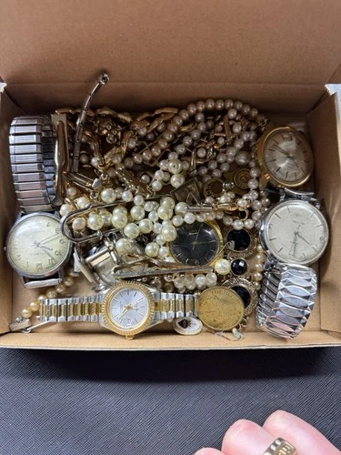 Vintage Junk Drawer Lot Costume Jewelry And Watches