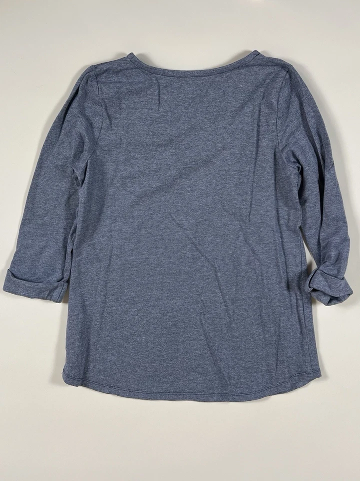 Túnica tejida para mujer Croft & Barrow manga 3/4 96 % mezcla de algodón azul talla mediana Foto 2 de 4