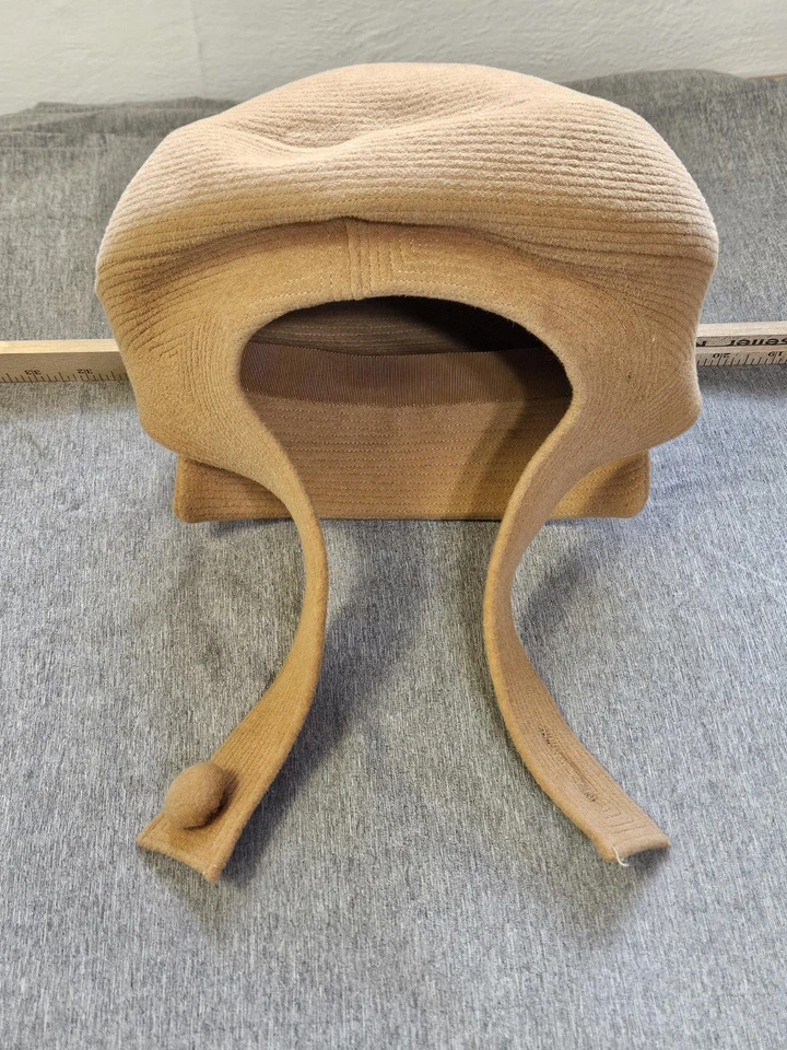 复古 Adolfo 帽子 Cloche 女式骆驼雕塑耳扣带意大利制造 60 年代 — 第 3/4 张图片