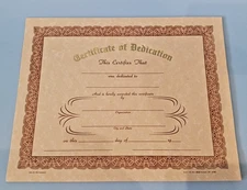 CERTIFICATE OF DEDICATION Gold Stamped Pack of 12 from Berg Specialty Products