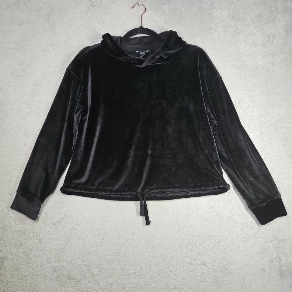 Sudadera con Capucha French Laundry Sport Terciopelo Negro Súper Suave Corbata Talla S Foto 3 de 4