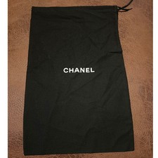Chanel Black Cotton Canvas Drawstring Dust Bag Logo Storage 14x8.5 Accessory Bag