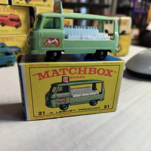 MATCHBOX LESNEY #21 Milk Delivery Truck Early 1960s with Real Original BOX GREEN