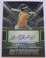 2023 Panini Chronicles Obsidian Max Muncy RC AUTO GREEN SSP S# 2/5 Athletics RC