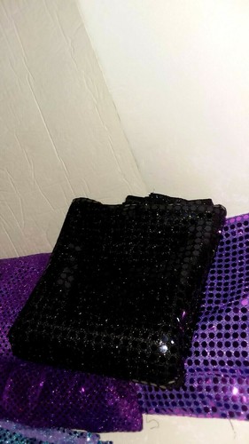 Lot/8 Pieces Sequined Fabric Asst Colors NEW - Purple, Black, Maroon, Teal & Blu - Picture 7 of 12