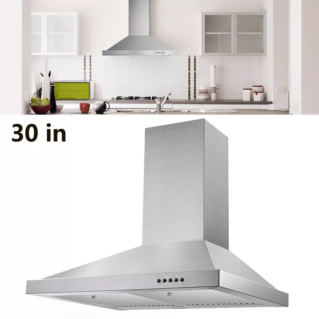 30 inch 350CFM Stainless Steel Wall Mount Range Hood 3 Speed Vented Kitchen Cook
