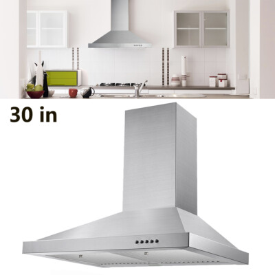 30 inch 350CFM Stainless Steel Wall Mount Range Hood 3 Speed Vented Kitchen Cook