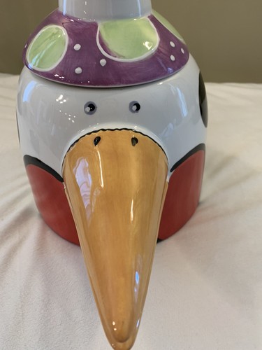 Lotus Rooster Cookie Jar Joanne Delomba With spinner hat in original box ceramic - Picture 4 of 11